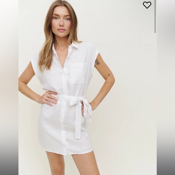 Reformation Aero Linen Dress in White - Picture 1 of 6